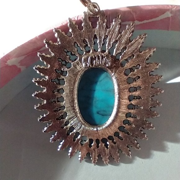 Pendant Faux Turquoise Vintage 70s Southwest Style (no chain) - Picture 4 of 5